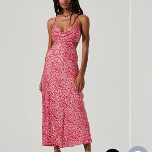 ASTR The Label Colette Floral Satin Cutout Midi Dress